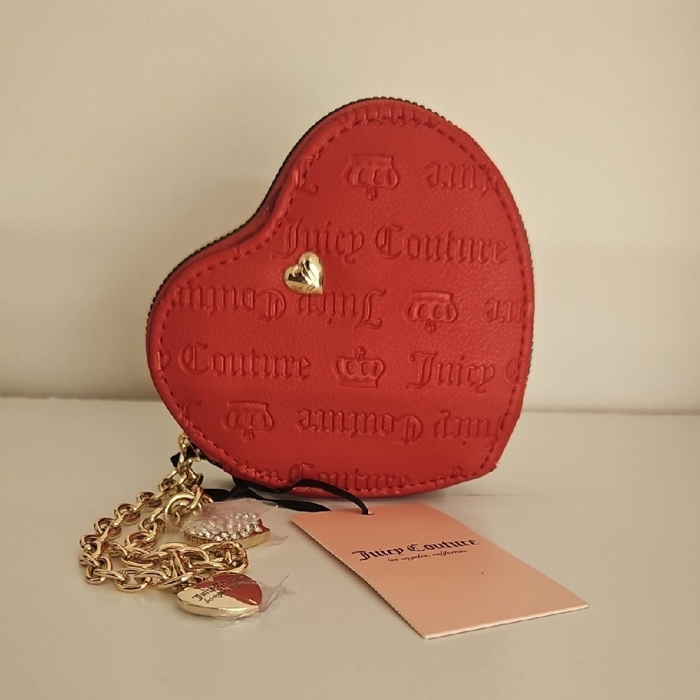 Juicy Couture Red and Gold Heart Wristlet